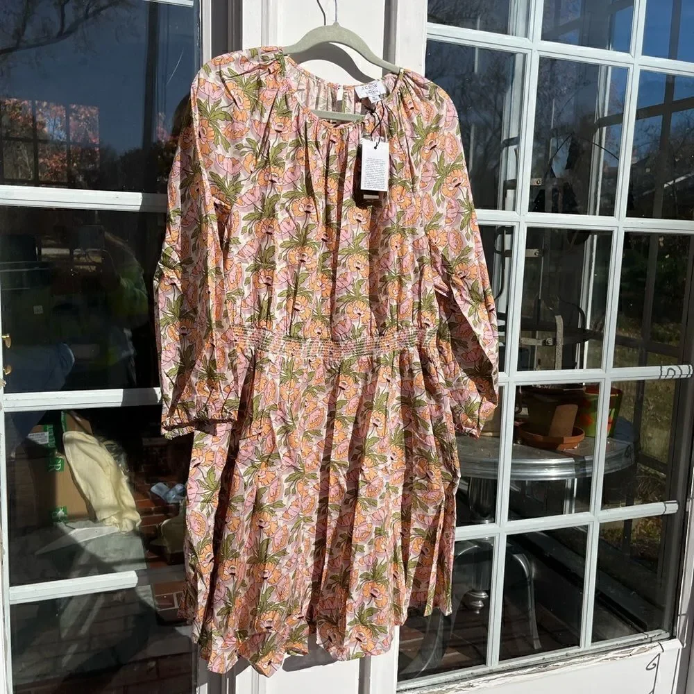 J Crew Smocked Waist Mini Dress in Liberty® Butterfield Poppy Fabric NWT